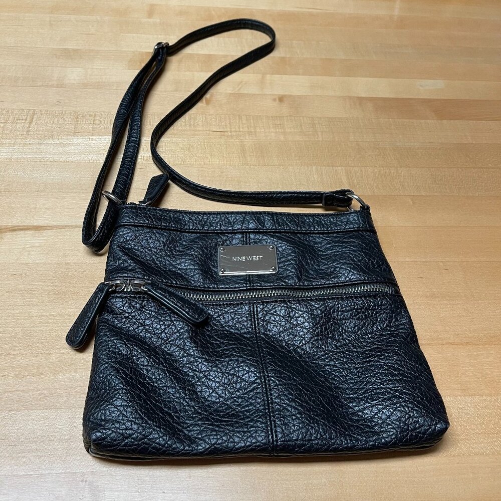Nine West Black Pebble Leather Shoulder Purse